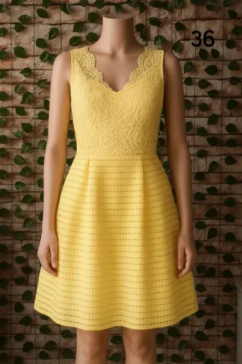 🌸Robe dentelle jaune Just for You Neuve Taille 36🌸