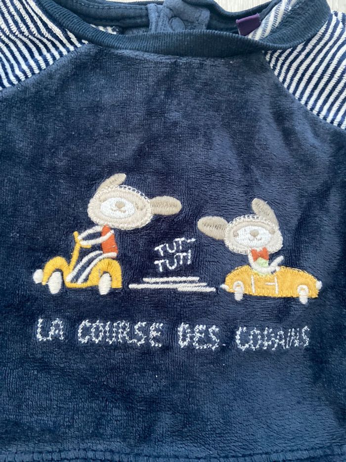 Pyjama marinière sergent major bleu et blanc 3 mois 59 cm - photo numéro 2