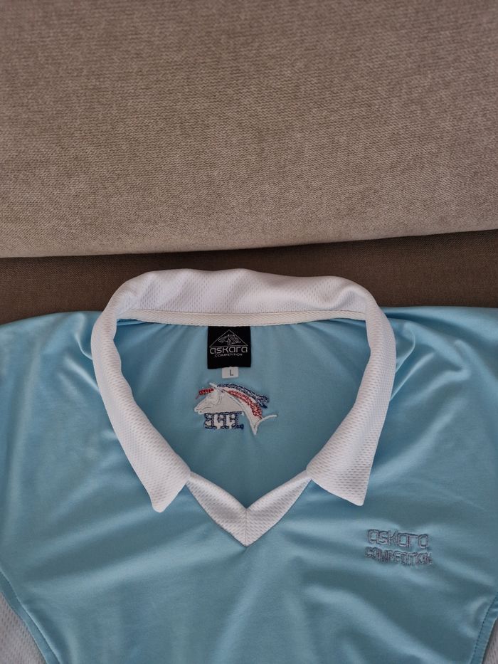 Polo d'équitation bleu, blanc Askara Compétition - photo numéro 7