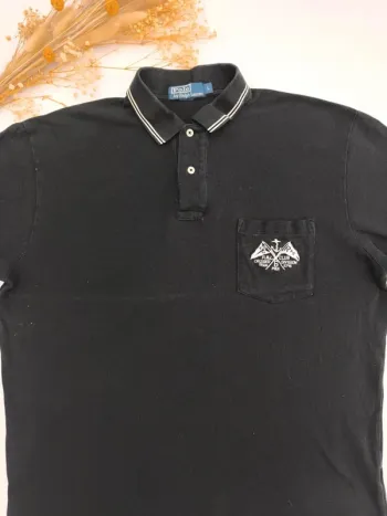 Polo Ralph Lauren homme taille L noir logo et liseraie blanc excellent état