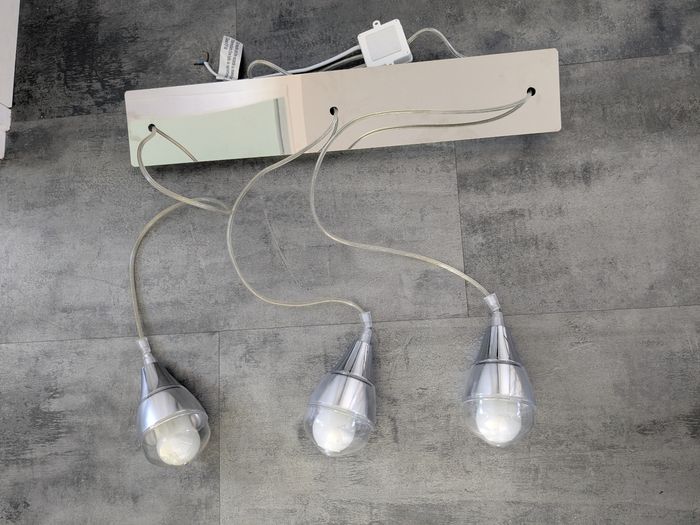 Lot de 3 luminaires / suspensions en métal chromé - photo numéro 3