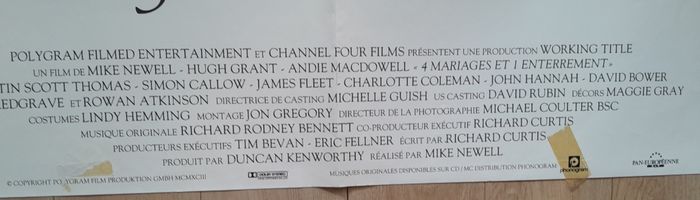 Grande affiche film cinéma 4 mariages et 1 enterrement - photo numéro 2