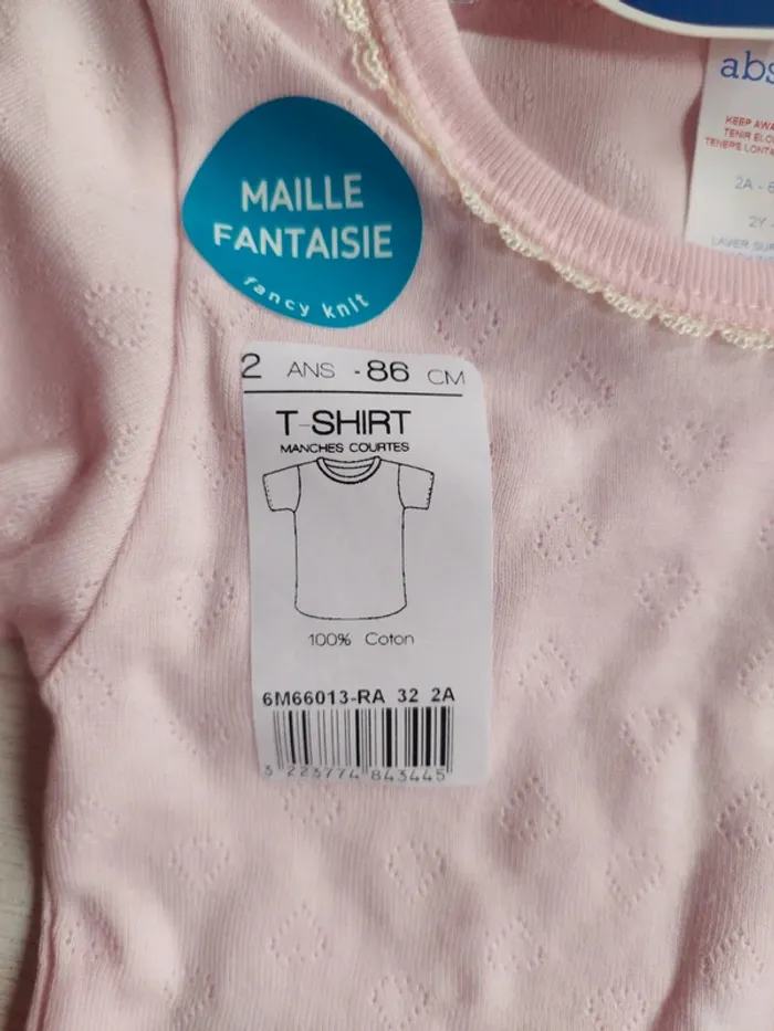 Tee shirt enfant rose 2 ans 86 cm - photo numéro 4