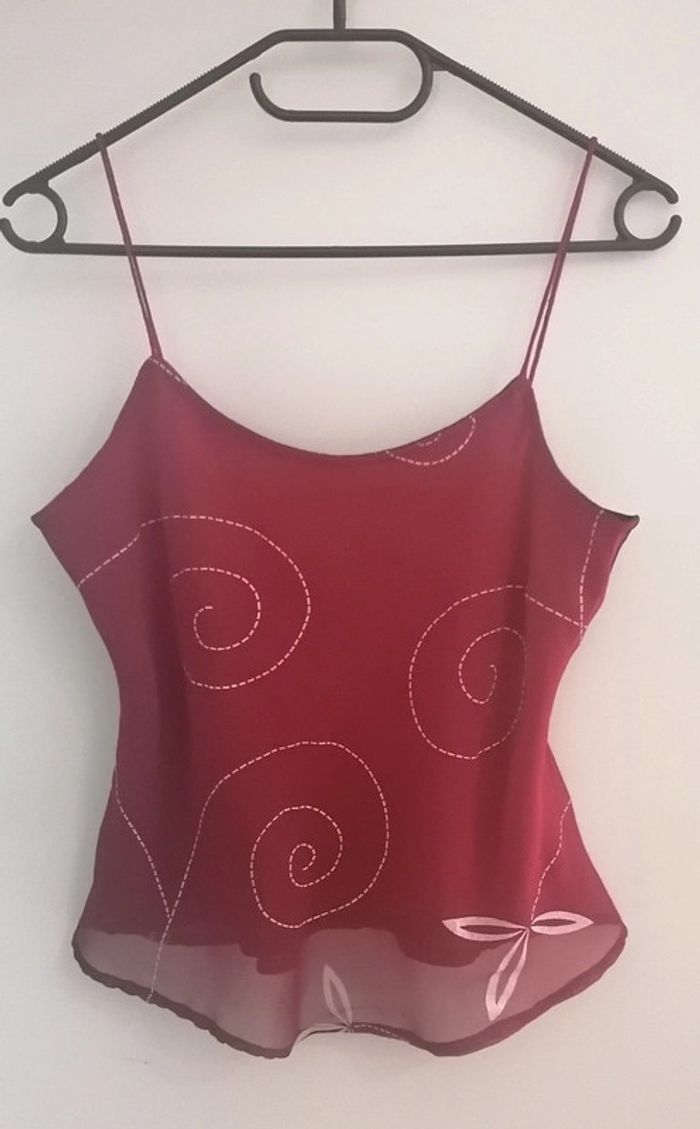 Top / débardeur fluide rouge Bordeaux Taille S/M - photo numéro 8