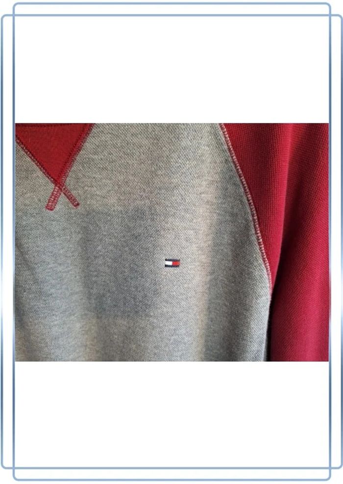 Pull / crewneck tommy hilfiger homme - taille M - gris et rouge - col rond (278) - photo numéro 3