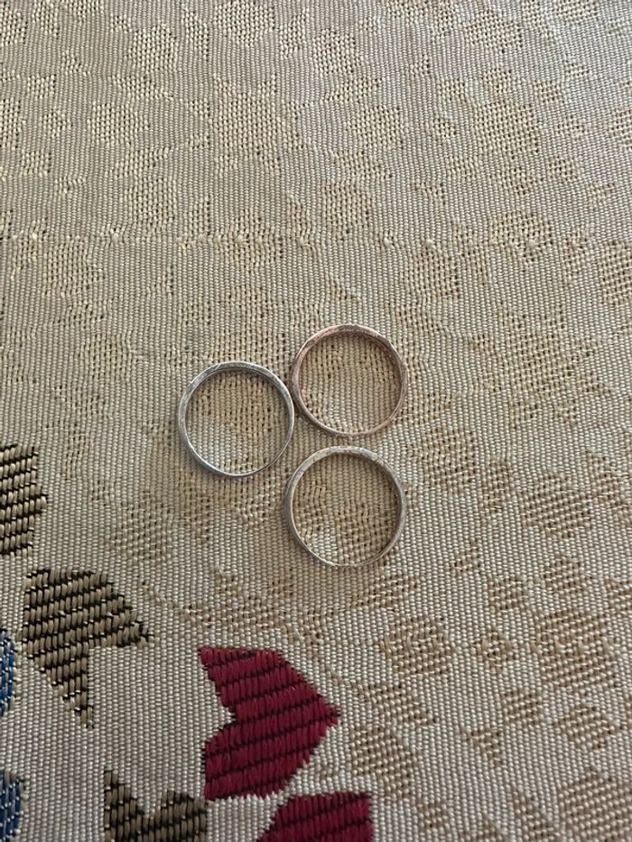 Lot de 3 anneaux fins en argent taille 52 - photo numéro 5