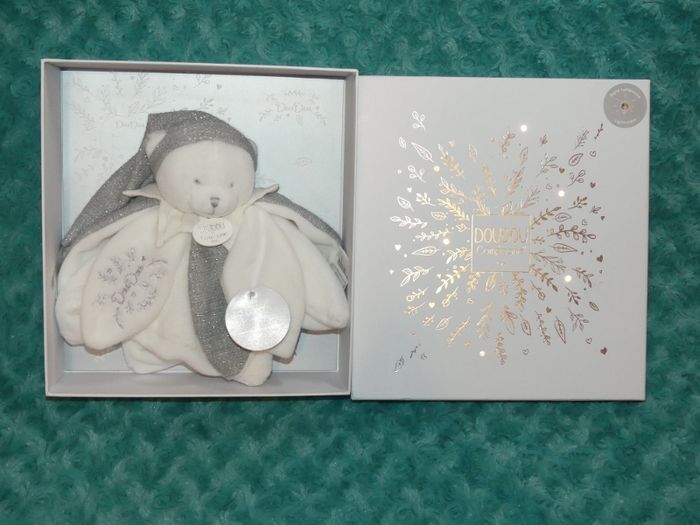 Doudou plat pétales collector Doudou et compagnie argent blanc 🐻 Neuf