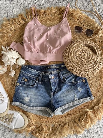 Short en jean taille basse Zara XS/34