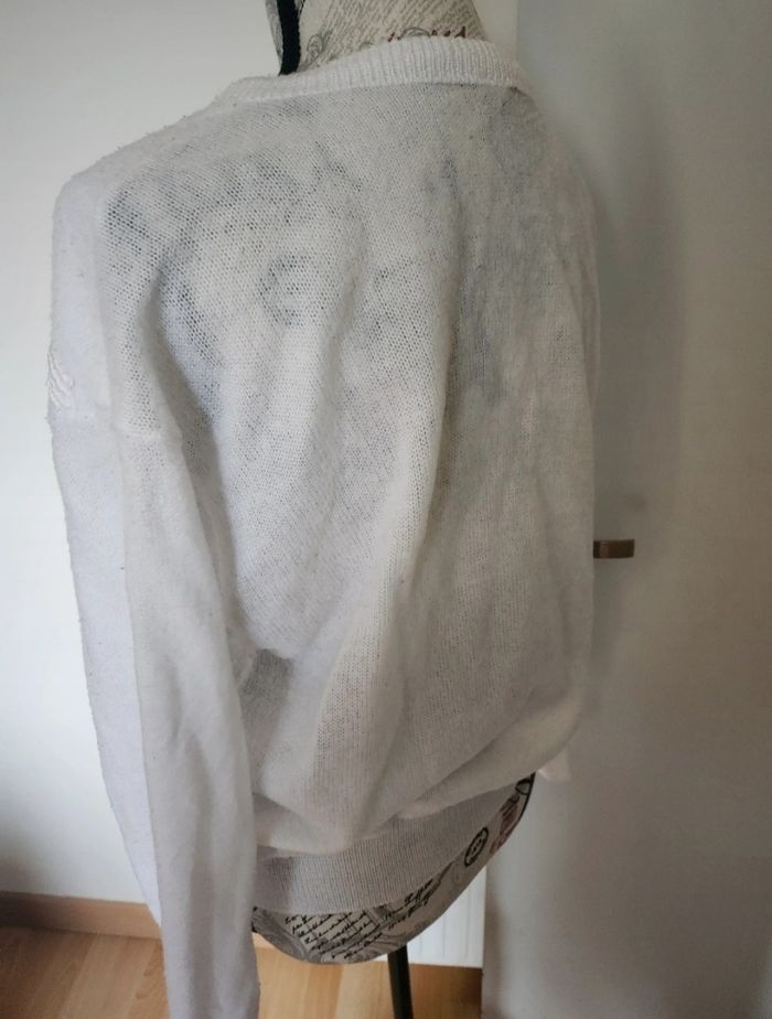 Superbe Gilet Blanc brodé Vintage taille 42 44 - photo numéro 5