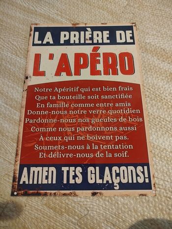plaque publicitaire motif prière de l'apéro neuf