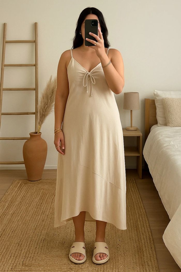 Robe longue asymétrique beige Pecca Taille 40
