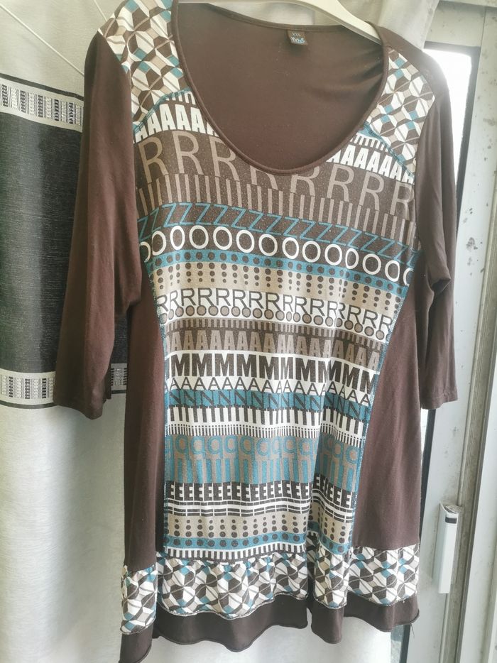Jolie tunique M et S XXL chocolat /turquoise - photo numéro 5