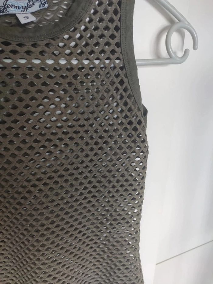 Jennyfer top débardeur ajouré army S - photo numéro 4