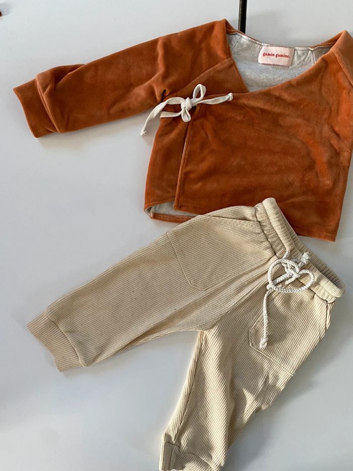 Ensemble lot mixte 12-18 mois Gamin Gamine velours - photo numéro 2
