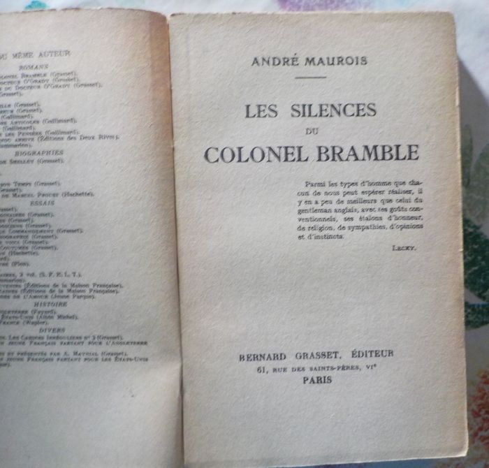 LES SILENCES DU COLONEL BRAMBLE d'André MAUROIS Ed. Grasset 1921 - photo numéro 6
