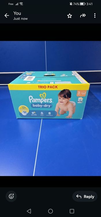 Lot 2 cartons Pampers couches taille 3 6-10KG 156 x2 = 312couches