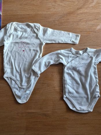 2 bodys manches longues 12 mois