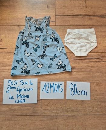 Robe bleu papillons 🦋 et culotte cache couche