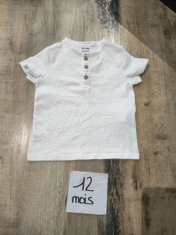 T-shirt manches courtes pour bébé garçon blanc 12 mois Kiabi