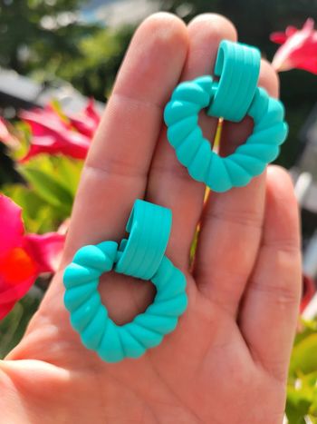 Clips cœur torsades turquoise