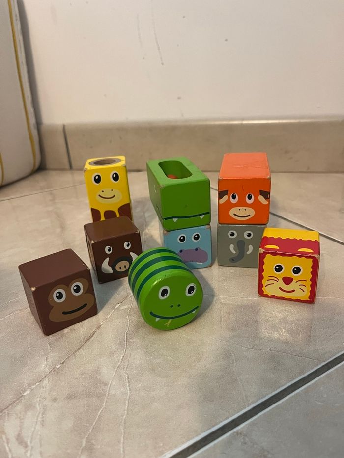Blocs en bois animaux – Jouet éducatif coloré