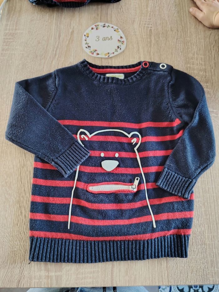 Lot de 2 pulls en coton 3 ans Vertbaudet tbe - photo numéro 2