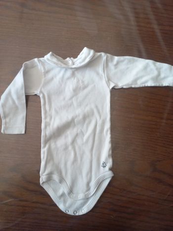Body blanc à col, petit bateau 6mois