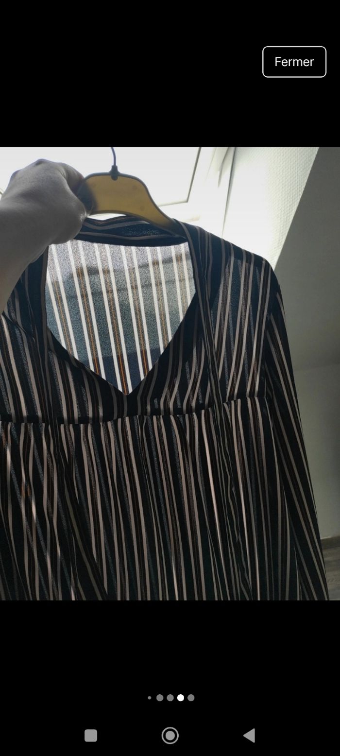 Blouse femme rayée col lavalière - photo numéro 5