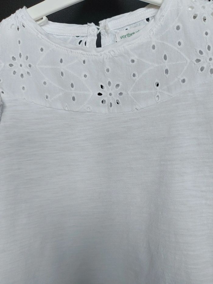 Tee-shirt avec broderie anglaise blanc Vertbaudet - photo numéro 5
