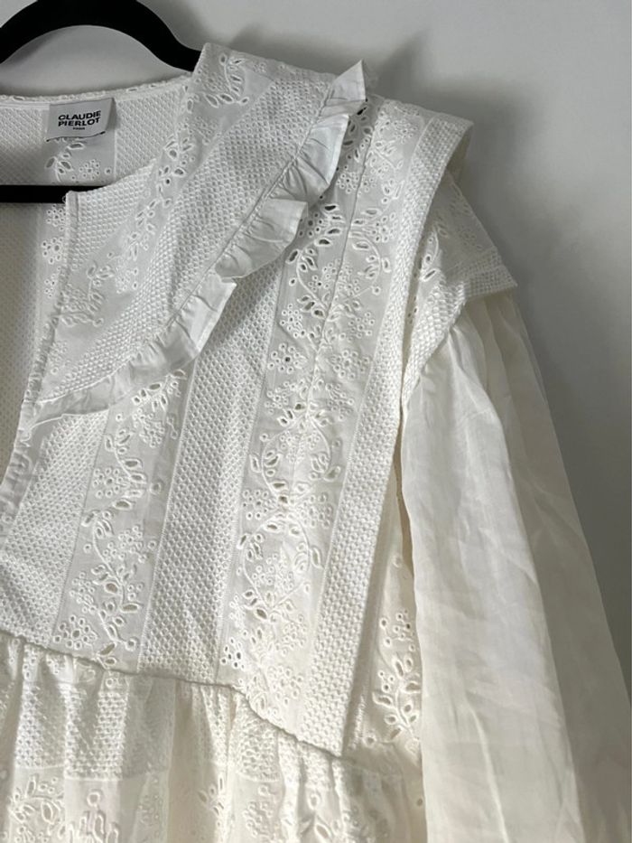 Robe Russa Blanche Brodée Claudie Pierlot Taille 42 - photo numéro 11