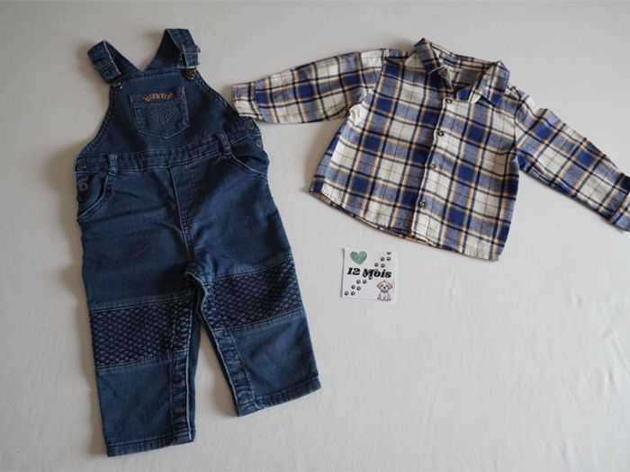 Lot n°1 : 10 Vêtements Garçon 12 mois : 4 Pantalons + 1 salopette + 5 Hauts - photo numéro 2