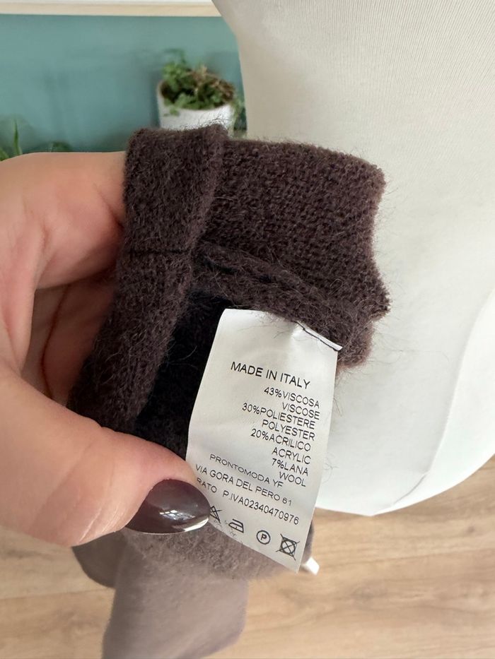 Pull en maille chauve souris duveteuse marron taille S/M col bateau laine viscose - photo numéro 3