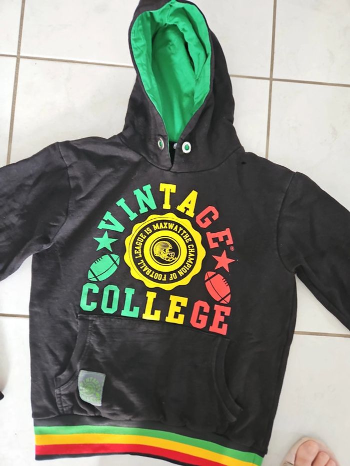 Sweat à capuche garçon vintage collège cont3 - photo numéro 3