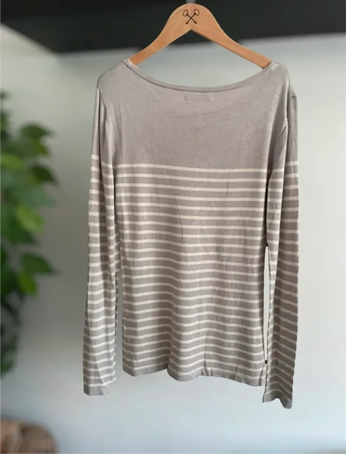 Tee shirt haut marinière rayures gris blanc les petites bombes - photo numéro 2