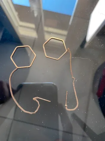 Boucles d'oreilles pendantes doré forme géométrique