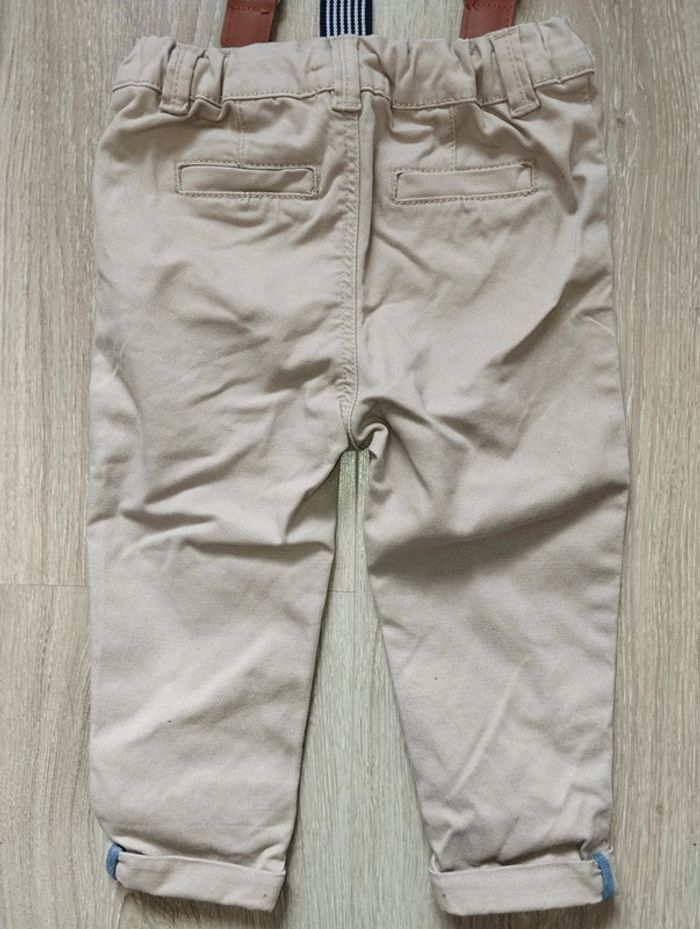 Jean beige avec bretelles réglable largeur hauteur garçon 12 mois In Extenso - photo numéro 6