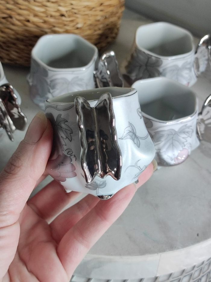 Tasses à café papillon argenté - photo numéro 4