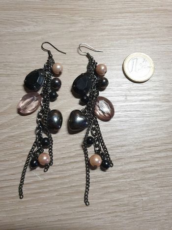 Ravissantes longues b o breloques vintage noir rose