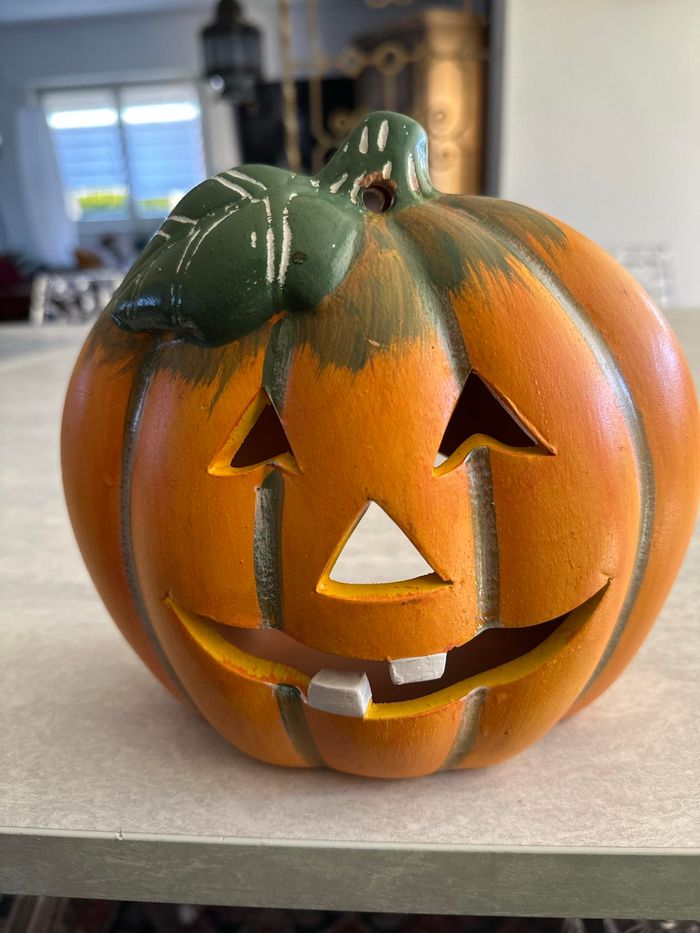 🤩 sublime photophore citrouille Halloween terre cuite état top à suspendre H 20 cm L 22 cm P 10 cm - photo numéro 2
