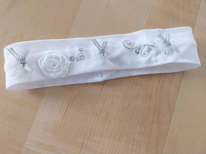Bandeau bébé fille blanc et argenté cérémonies