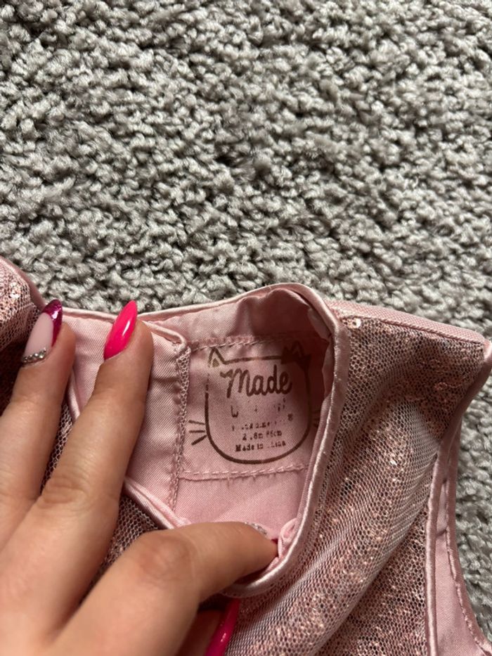 🌺Robe de cérémonie/soirée rose avec sequin et tutu en dentelle Taille 12-18mois/86cm🌺 - photo numéro 4