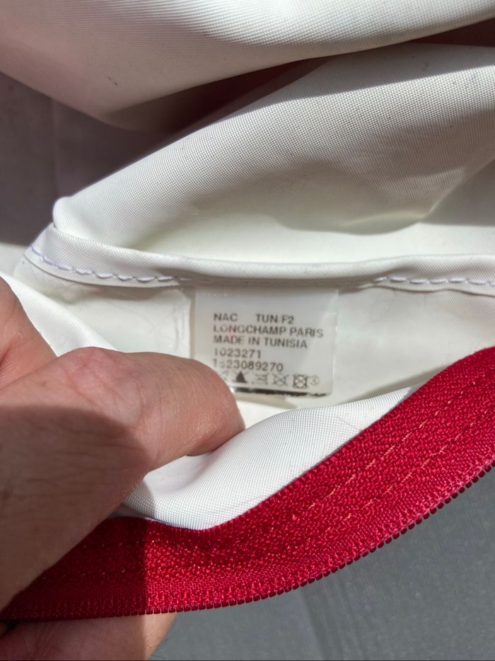 Sac à main Longchamp Le Pliage rouge/rose de taille M - photo numéro 10
