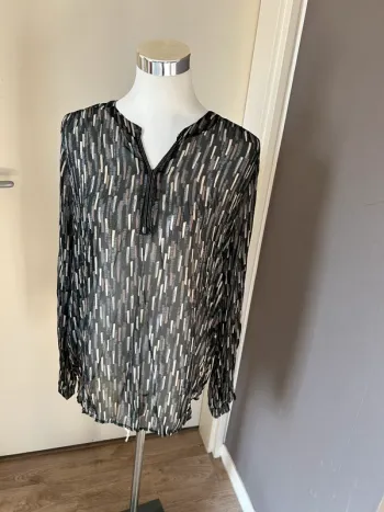 Vie nocturne Blouse haut top voilée imprimée femme, taille 40