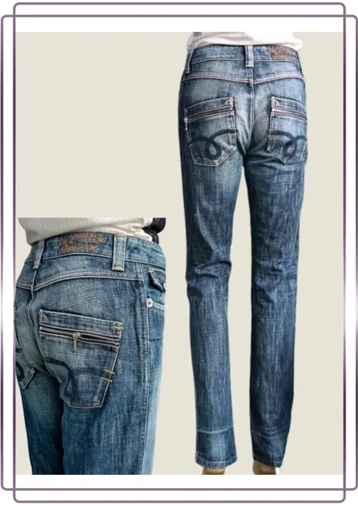Jean vintage y2k Les Petites Bombes, coupe straight ,taille basse , 100 % coton - photo numéro 3