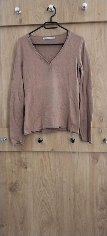 Pull marron empiècement coude Cache cache TM