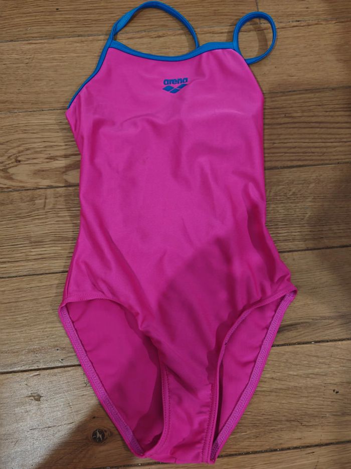 Maillot de bain Arena fille rose & bleu Taille 7 ans 👧 1 pièce dos nageur