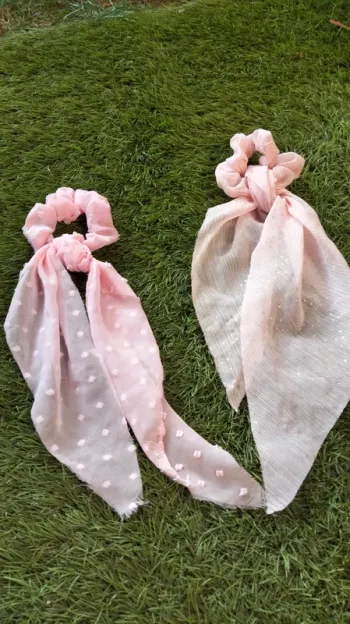 Chouchou foulard rose