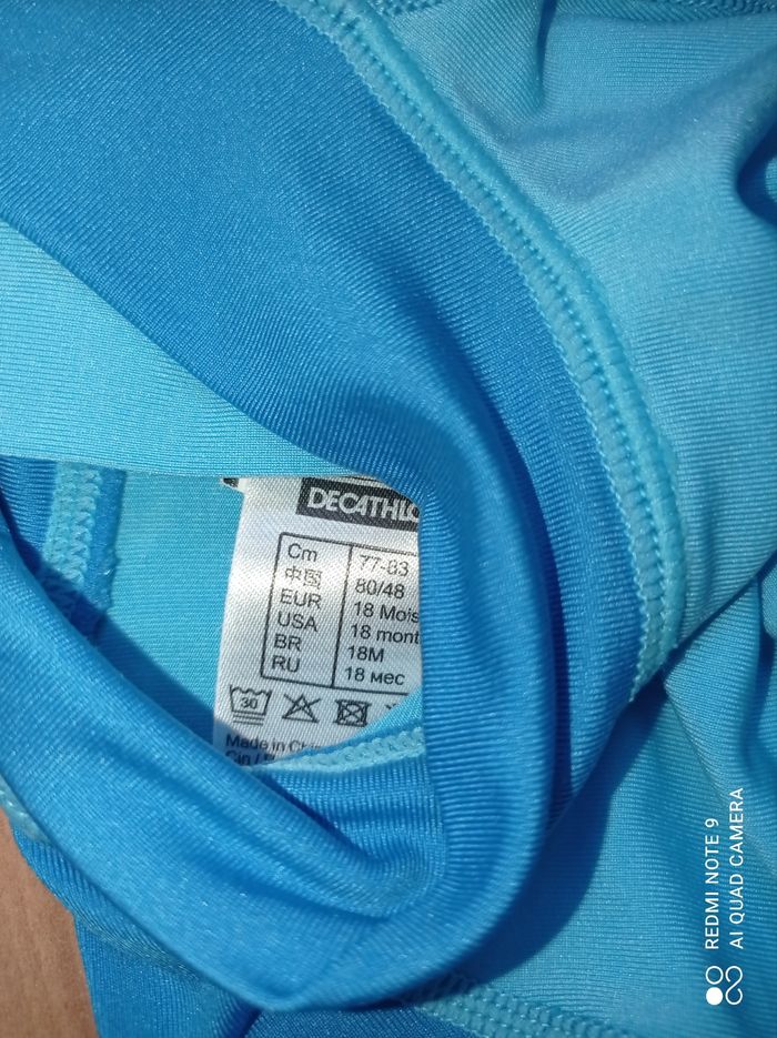 Combinaison anti-UV bleue, Decathlon, taille 18 mois - photo numéro 5