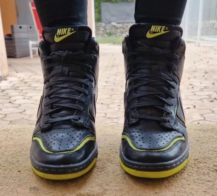 Baskets Nike dunk compensées noir et vert fluo - photo numéro 7