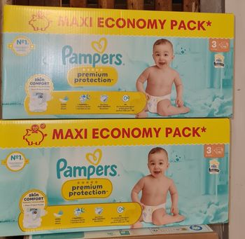 Lot de 2 cartons de couches pampers premium protection taille 3